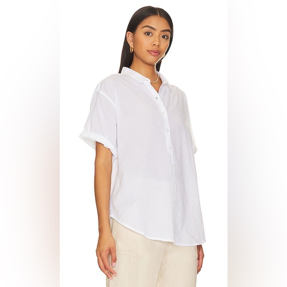 NWT Revolve X Steve Madden White Button Front Kiralin Top with Short Sleeves, M - Picture 3 of 14